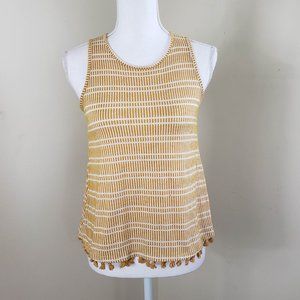 Anthropologie's W5 Tassel Striped Boho Tank Top Yellow Size XS